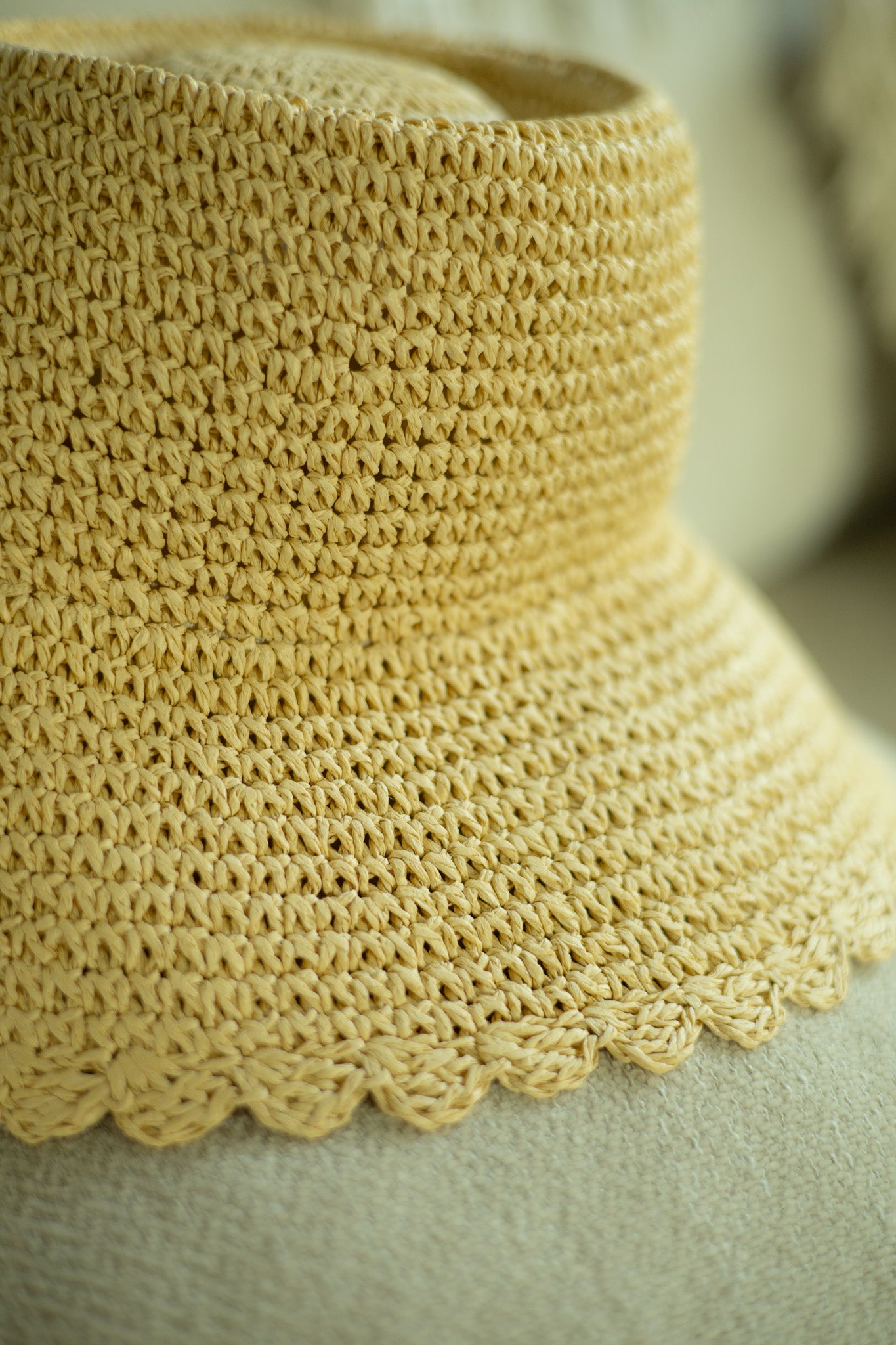 scalloped woven hat