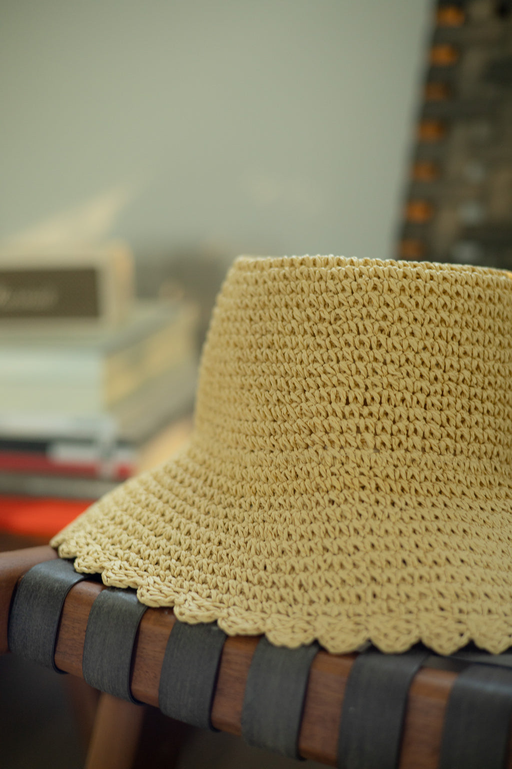 scalloped woven hat