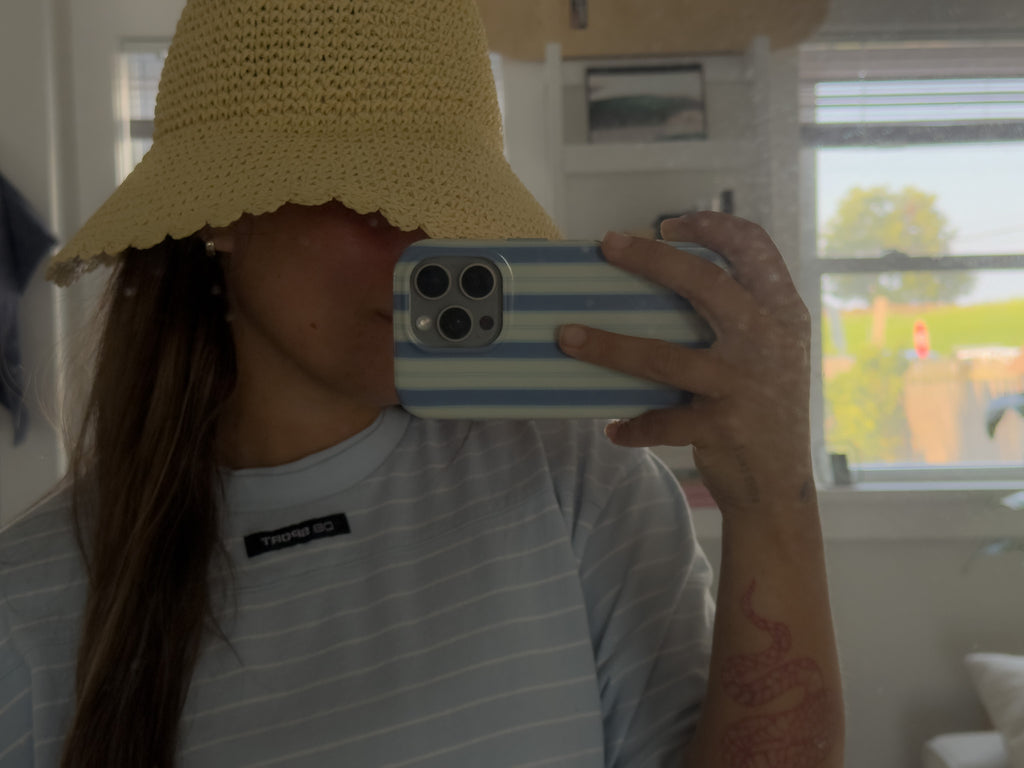 scalloped woven hat